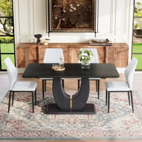 Black Wood Grain Dining Table Set for 4 people