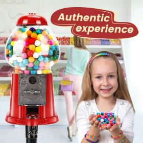 15 Inch Commercial Red Big Gumball Machine With Stand Key-Operated Uncharged Candy Dispenser Machine Bubble Gum Machine Coin Operated Metal Candy
