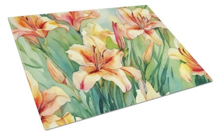 NEW Utah Sego Lilies in Watercolor Glass Cutting Board Decorative Tempered Glass Kitchen Cutting and Serving Board Large Size Chopping Board