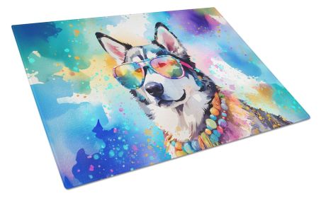 NEW Siberian Husky Hippie Dawg Glass Cutting Board Decorative Tempered Glass Kitchen Cutting and Serving Board Large Size Chopping Board
