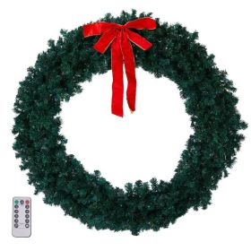 60in Pre-lit Christmas Wreath, Lighted Artificial Xmas Wreath With 220 Warm & Multi-color Lights And 600 PVC Tips, Remote Control Stepless Dimmin (Option: defaulttitle)