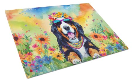 NEW Bernese Mountain Dog Hippie Dawg Glass Cutting Board Decorative Tempered Glass Kitchen Cutting and Serving Board Large Size Chopping Board (Default: Default)