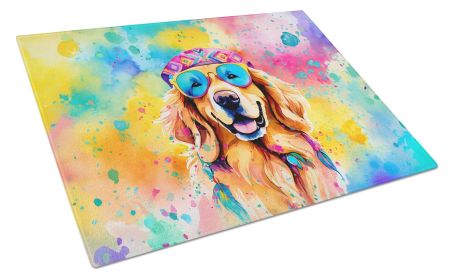 NEW Golden Retriever Hippie Dawg Glass Cutting Board Decorative Tempered Glass Kitchen Cutting and Serving Board Large Size Chopping Board (Default: Default)