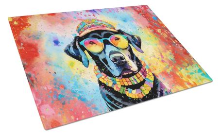 NEW Black Labrador Hippie Dawg Glass Cutting Board Decorative Tempered Glass Kitchen Cutting and Serving Board Large Size Chopping Board (Default: Default)