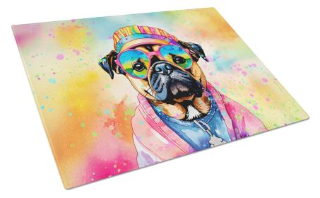 NEW Pug Hippie Dawg Glass Cutting Board Decorative Tempered Glass Kitchen Cutting and Serving Board Large Size Chopping Board (Default: Default)