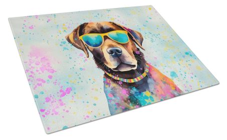 NEW Chocolate Labrador Hippie Dawg Glass Cutting Board Decorative Tempered Glass Kitchen Cutting and Serving Board Large Size Chopping Board (Default: Default)
