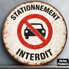 Vintage No Parking Round Metal Sign 20x20cm Garage Bar Decor (Option: Tin)